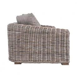 World Interiors Living Room Bali Boho Upholstered Woven Rattan Sofa