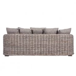 World Interiors Living Room Bali Boho Upholstered Woven Rattan Sofa
