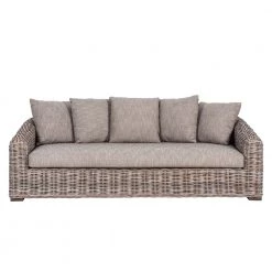 World Interiors Living Room Bali Boho Upholstered Woven Rattan Sofa