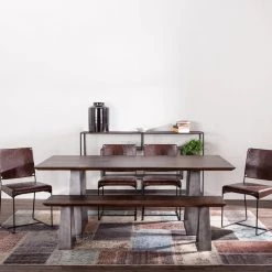 World Interiors Augusta Modern Acacia Wood Bench Dining Room