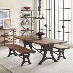 World Interiors Blayne Rustic Farmhouse Live-Edge Dining Table