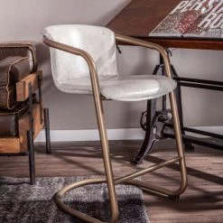 World Interiors Bar & Counter Stools Chiavari Industrial Modern Leather Counter-Height Stool