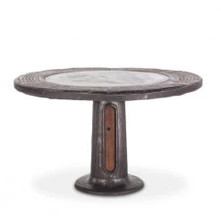 World Interiors Dining Room Welles Round Industrial Steampunk Dining Table