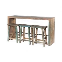 World Interiors Dining Room Cordoba Vintage Reclaimed Gathering Table And Stools