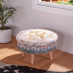 World Interiors Algiers Turquoise Print Upholstered Stool Dining Benches 7 World Interiors Algiers Turquoise Print Upholstered Stool Dining Benches