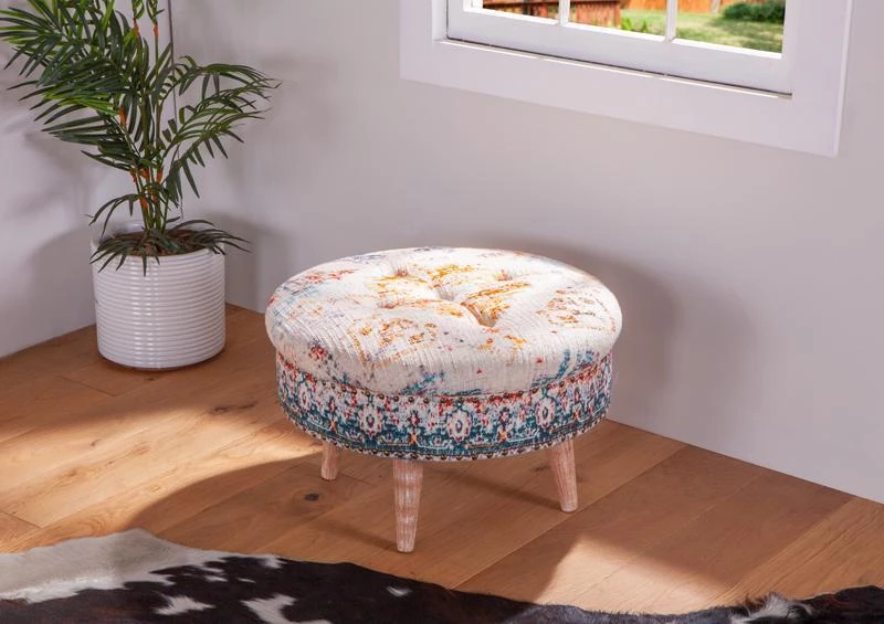 World Interiors Algiers Turquoise Print Upholstered Stool Dining Benches 5 World Interiors Algiers Turquoise Print Upholstered Stool Dining Benches