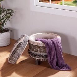 World Interiors Algiers Upholstered Multi-Color Storage Stool