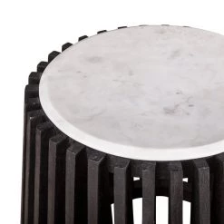 World Interiors Lisbon Marble And Mango Wood Side Table