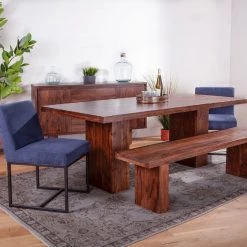 World Interiors Alberta Modern Sheesham Wood Bench Dining Room