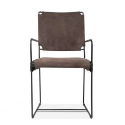World Interiors Melbourne Industrial Modern Suede Armchair Dining Room