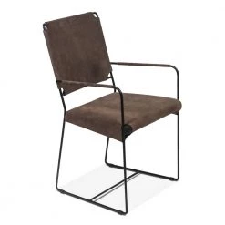 World Interiors Melbourne Industrial Modern Suede Armchair Dining Room