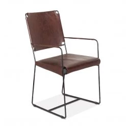 World Interiors Melbourne Industrial Modern Leather Armchair Dining Room
