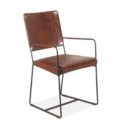 World Interiors Melbourne Industrial Modern Leather Armchair Dining Room