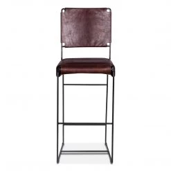 World Interiors Bar & Counter Stools Melbourne Industrial Modern Chocolate Leather Barstools