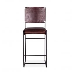 World Interiors Bar & Counter Stools Melbourne Industrial Modern Chocolate Leather Barstools