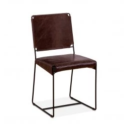 World Interiors Melbourne Industrial Modern Leather Dining Chair Dining Room