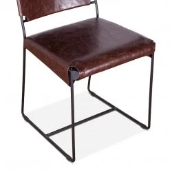 World Interiors Melbourne Industrial Modern Leather Dining Chair Dining Room