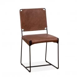 World Interiors Melbourne Industrial Modern Leather Dining Chair Dining Room