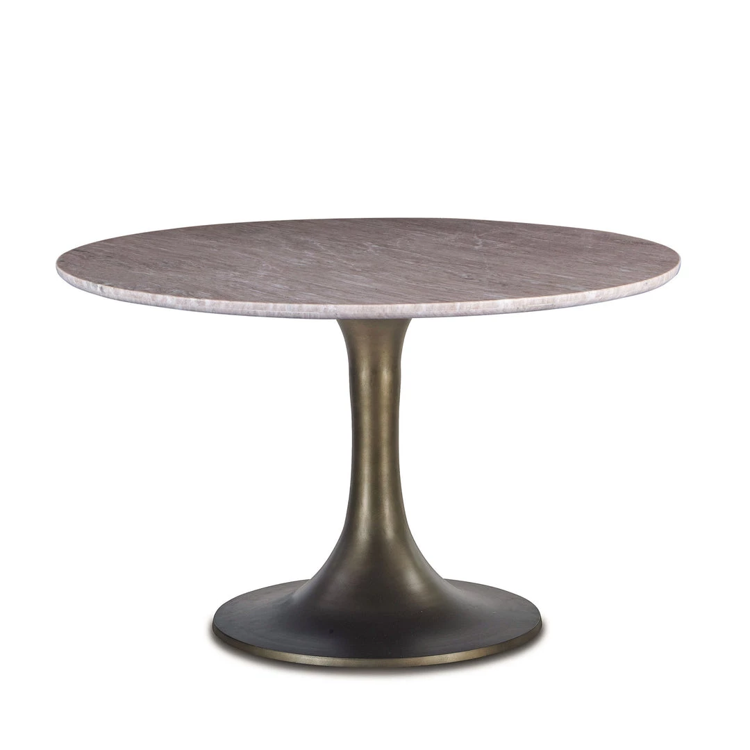 World Interiors Palm Desert Natural Marble Dining Table With Bronze Tulip Base 6 World Interiors Palm Desert Natural Marble Dining Table With Bronze Tulip Base