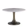 World Interiors Palm Desert Natural Marble Dining Table With Bronze Tulip Base