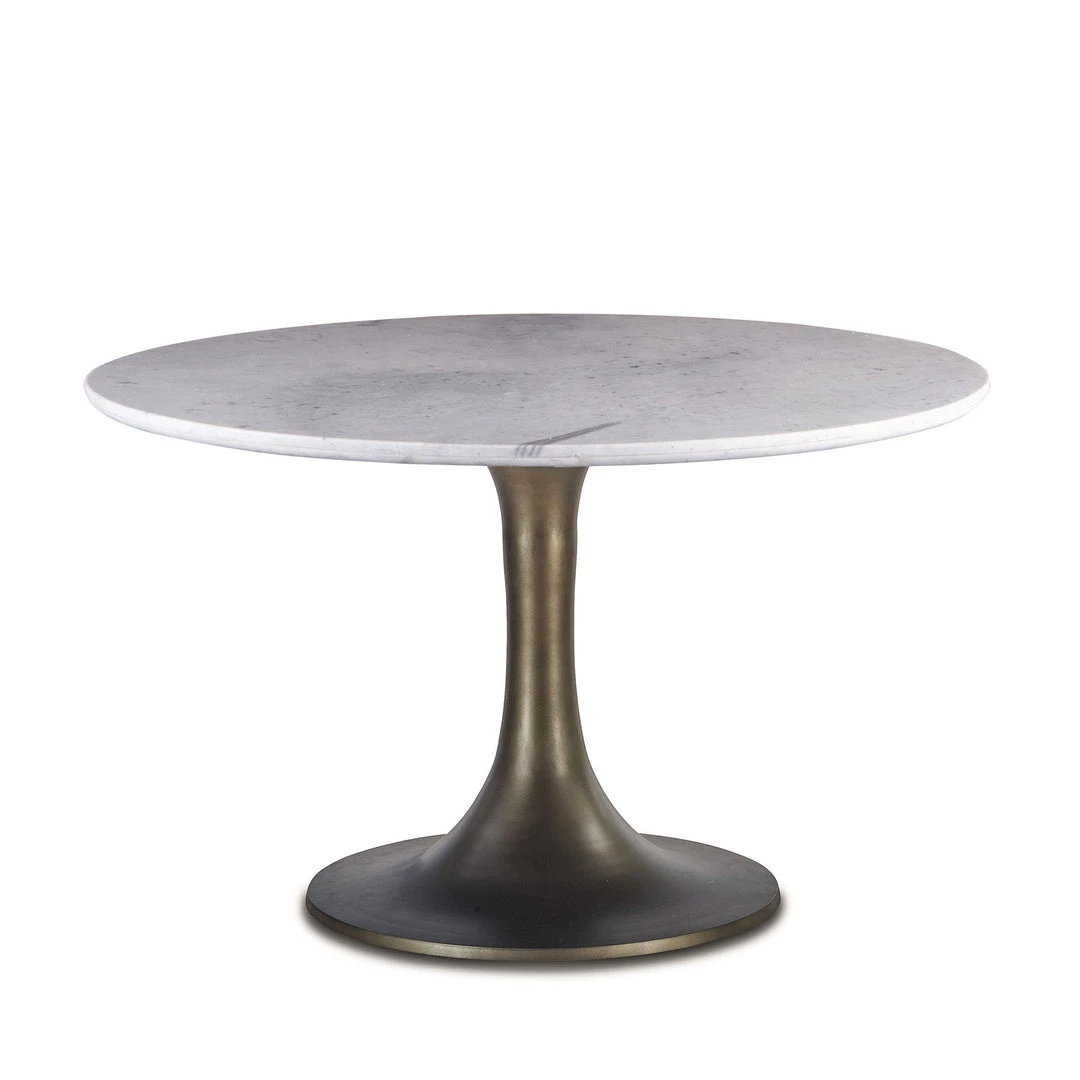 World Interiors Palm Desert Natural Marble Dining Table With Bronze Tulip Base 3 World Interiors Palm Desert Natural Marble Dining Table With Bronze Tulip Base