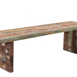 World Interiors Messina Carved Teak Wood Bench