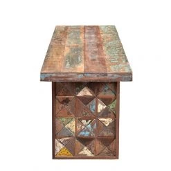 World Interiors Messina Carved Teak Wood Bench