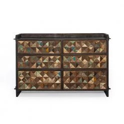 World Interiors Messina Carved Teak Wood Dresser Bedroom