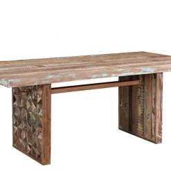 World Interiors Messina Carved Teak Wood Dining Table