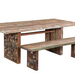 World Interiors Messina Carved Teak Wood Dining Table