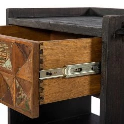 World Interiors Bedroom Messina Carved Teak Wood Night Chest