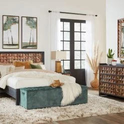 World Interiors Messina Carved Teak Wood Bed