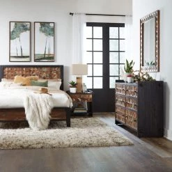 World Interiors Messina Carved Teak Wood Bed