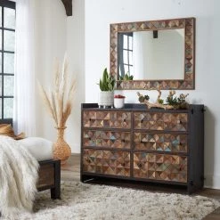 World Interiors Messina Carved Teak Wood Dresser Bedroom