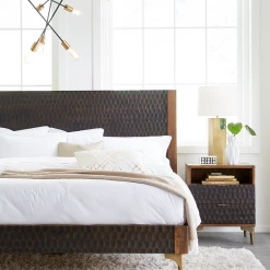 World Interiors Vallarta Two Tone Mango Wood Bed Bedroom