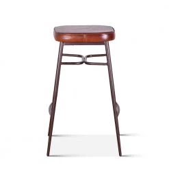 World Interiors Bar & Counter Stools Hudson Backless Leather Stool