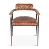 World Interiors Hudson Diamond Stitched Leather Arm Chair Dining Room
