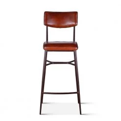 World Interiors Hudson High Back Leather Stool
