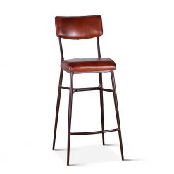 World Interiors Hudson High Back Leather Stool