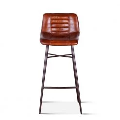 World Interiors Hudson Low Back Leather Stool
