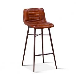 World Interiors Hudson Low Back Leather Stool