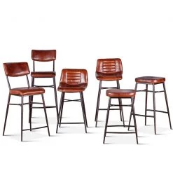 World Interiors Bar & Counter Stools Hudson Backless Leather Stool