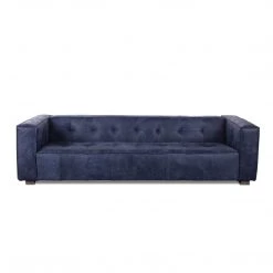 World Interiors Portia Antique Blue Italian Leather Sofa