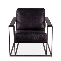World Interiors Portlando Modern Strap Arm Leather Accent Chair