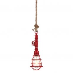 World Interiors Element Industrial Red Pipe Pendant Light
