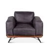World Interiors Chiavari Mid-Century Antique Ebony Leather Armchair