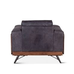 World Interiors Chiavari Mid-Century Antique Ebony Leather Armchair