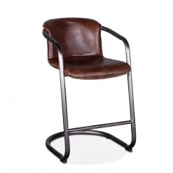 World Interiors Bar & Counter Stools Chiavari Industrial Modern Leather Counter-Height Stool