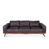 World Interiors Chiavari Mid-Century Antique Ebony Leather Sofa Living Room