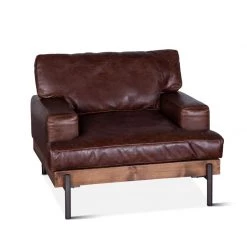 World Interiors Chiavari Industrial Geisha Brown Leather Armchair